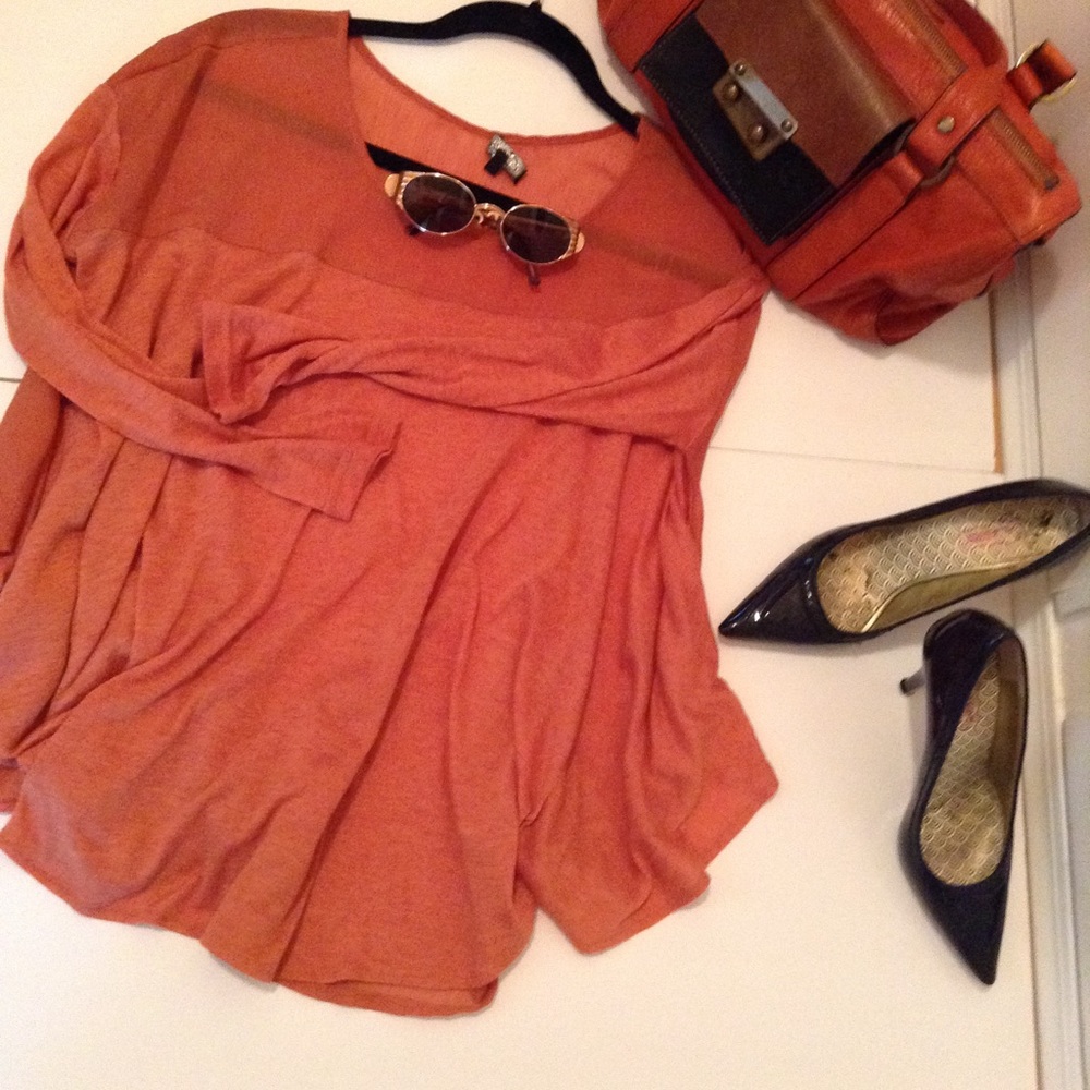 Swing Top. Sheer Bodice. Orange/Tangerine